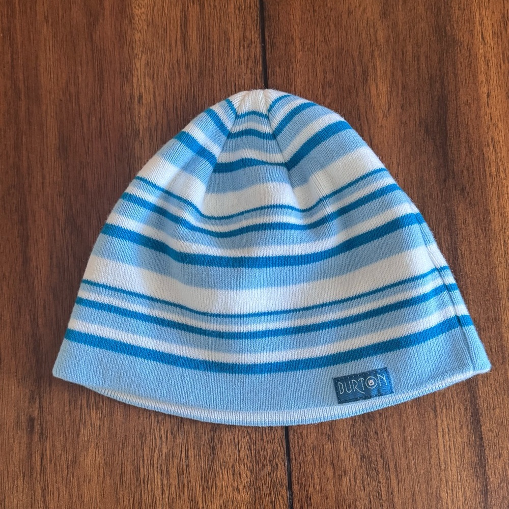 Burton Unisex Youth Snowboard Ski Winter Blue Striped Beanie 100% Acrylic